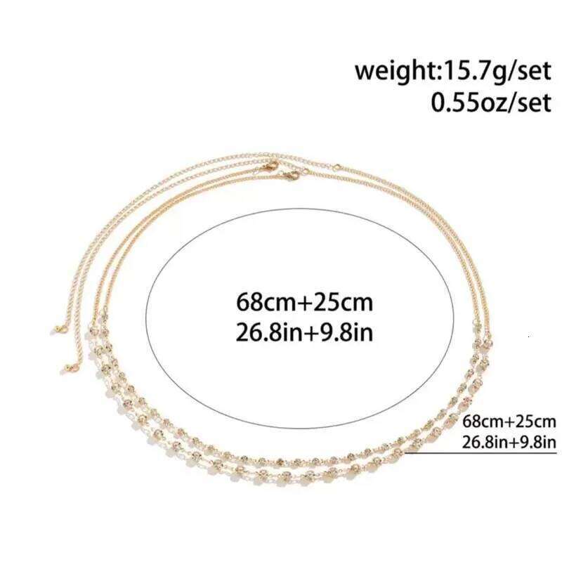 Sexy Rhinestone Double Layered Waist for Women New Trendy Metal Zircon Geometric Personality Belly Chain Body Jewelry S260304