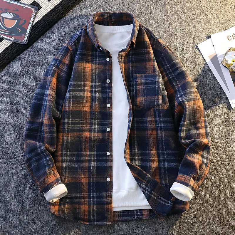 Mens Plaid Shirts Long Sleeve Soft Plaid Shirt for Men Leisure Classical Vintage Comfortable Man Clothing Plus Size M260305