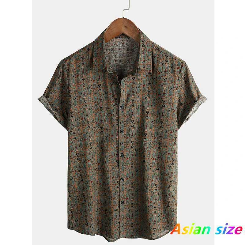 2025 New Mens Shirt Polyester Fashion Casual Graphic Beach Shirt Summer Daily Short Sleeve Oversized Loose Hawaiian Shirts Tops M260305