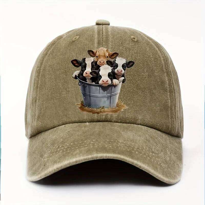 Cute cow print baseball with adjustable brim outdoor sun protection casual duckbill cap suitable for men and women Y260304