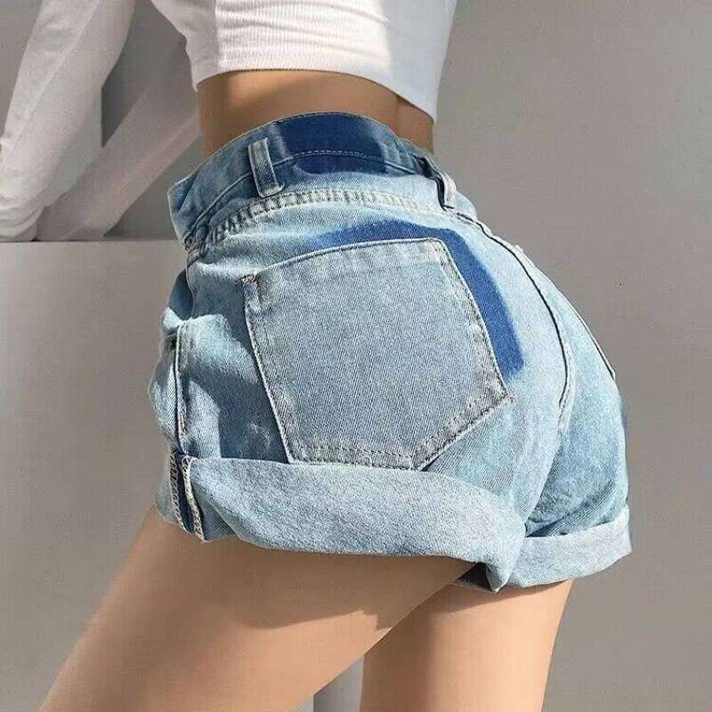 Denim Shorts Women Casual Shirring All-match Streetwear Prevalent Summer Female High Waist Korean Style Loose Harajuku Simple XJ260305