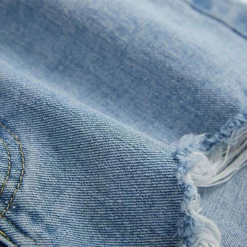 Women Korean Retro Y2k Shorts Pants Lady Vintage High Street Broken hole irregular brim wide leg shorts casual jeans for women XJ260305