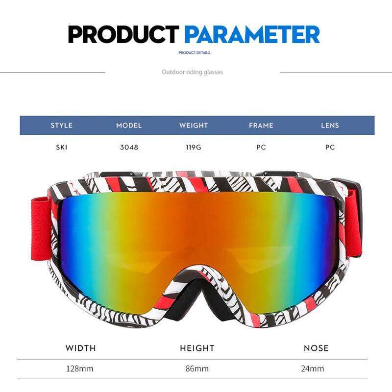 Large Frame Ski with Colorful Lens Anti-Collision Anti-Glare Motorcycle Outdoor Sport Snow Snowboard Skiing Goggle S260304