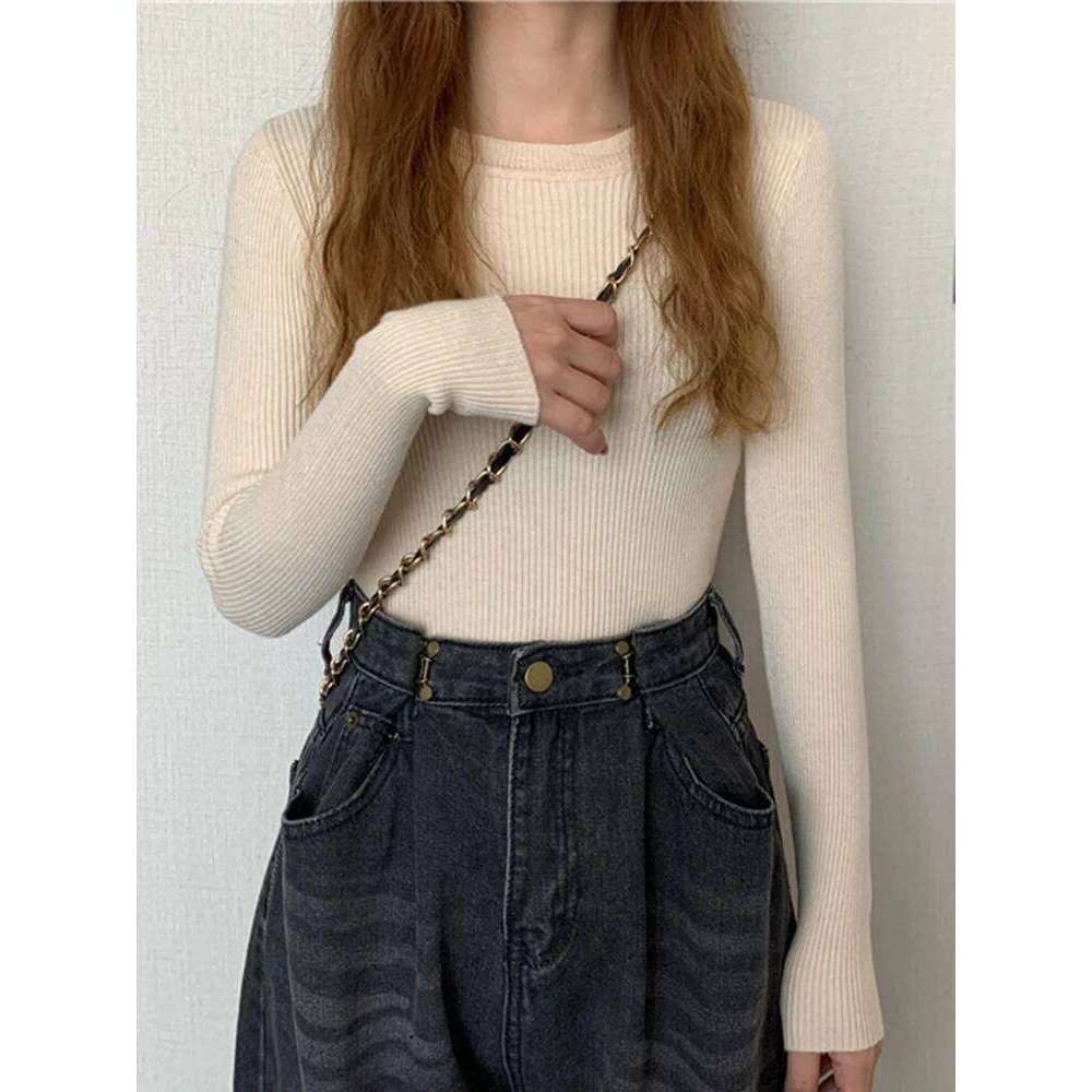 2025 Women Sweater Autumn Long Sleeve Pullover Basic Top Fashion O-neck Elastic Female Winter Solid Knitted Jumper XJ260305