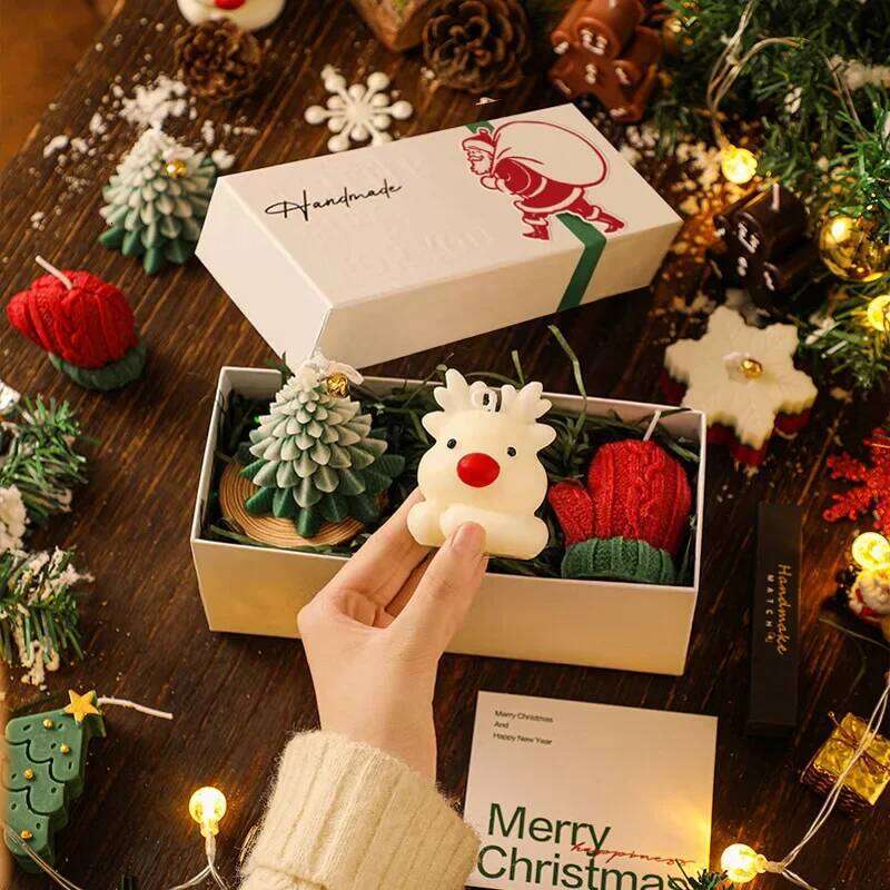 Scented Candles, Three-Piece Box, Gloves, Elk, Gingerbread Man, Aromatherapy, Friends, Warm and Creative Christmas Gift W260304 W260305