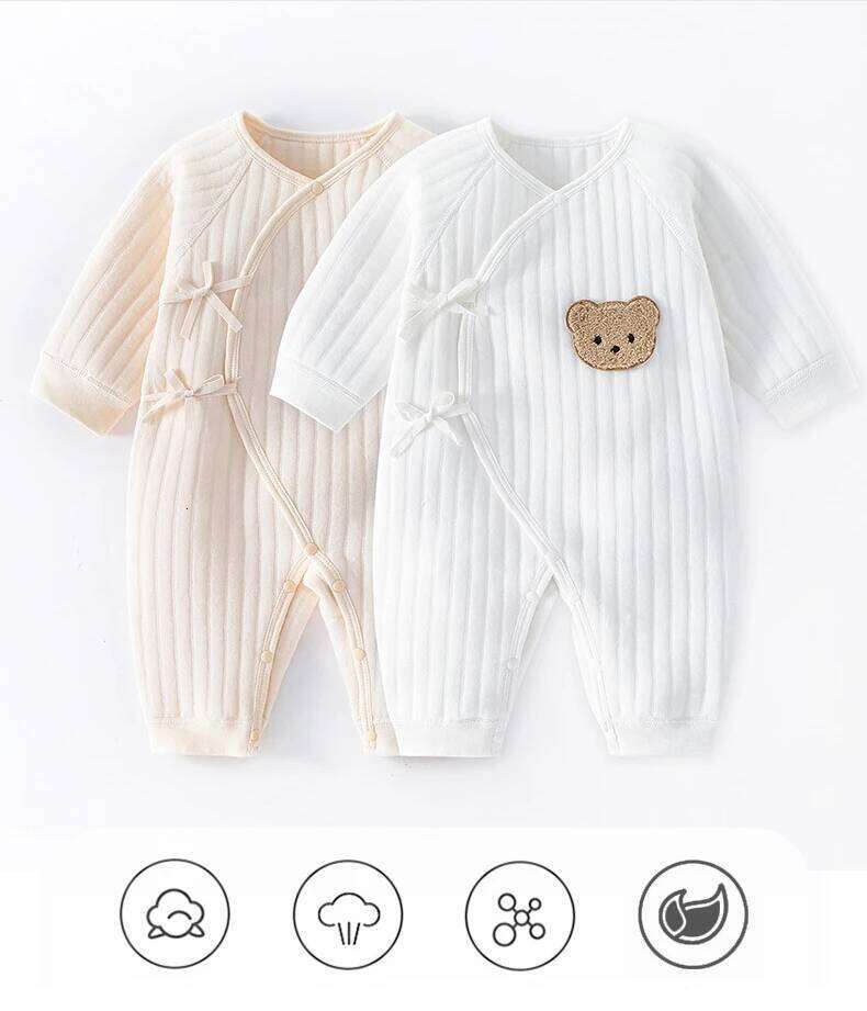 Boys Girls One Piece Outfit 100% Cotton Newborn Baby Long Sleeve Romper Infant Solid Knitting Thin Jumpsuit For Seasons Z260304