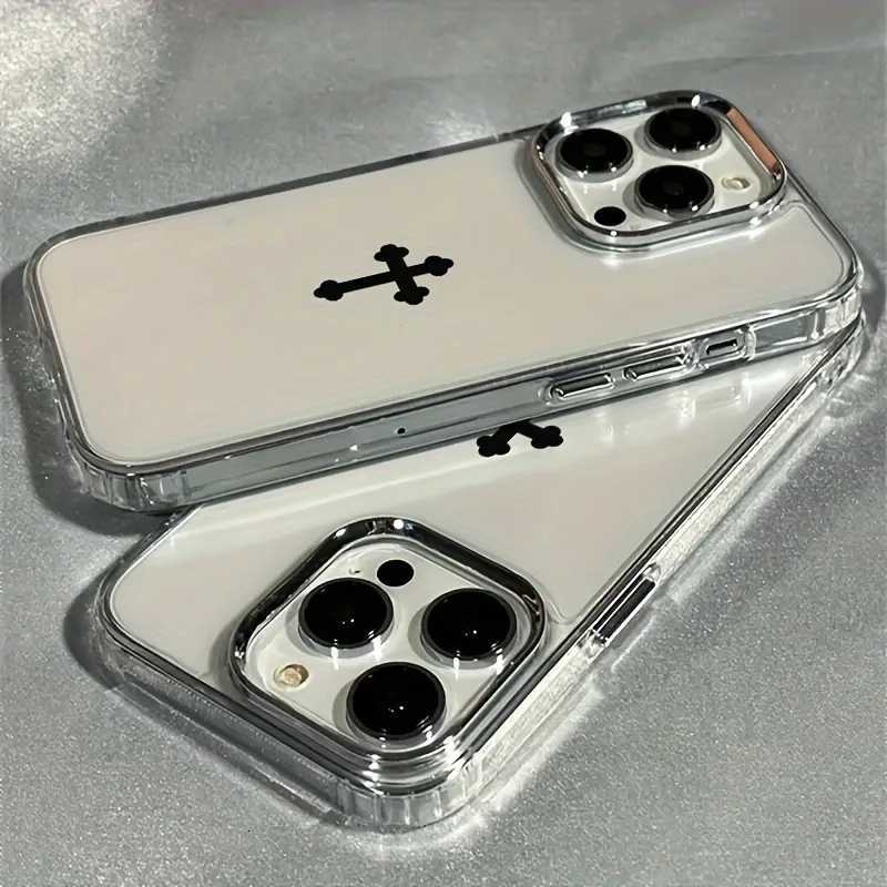 Minimalist Cross Clear Case For iPhone 17 16 15 14 13 12 11 Pro Max Plus | Anti-Drop Shockproof Protective CoverT260305