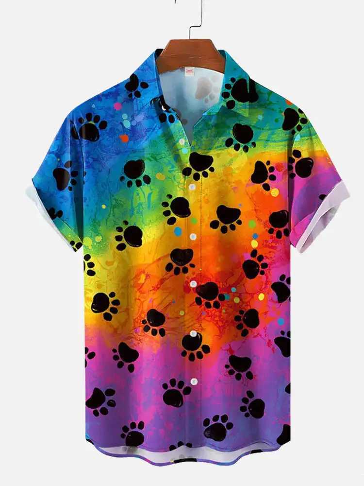 MenS Cute Cat Printed Casual Shirt Daily Wear 3D Classic Short Sleeve Fashion Hawaiian Shirts For women Hrajuku M260305