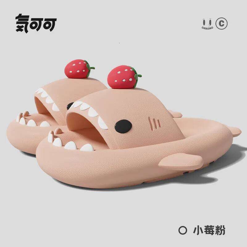 2025 New Shark Slippers Women Men Summer Shoes Cute DIY Strawberry Indoor Street Sandals Girls Boys Beach Shower Slides