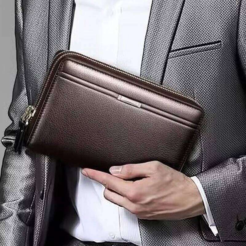 Men's wallet long money foreskin leather large business handbag mobile phone card holder men's gift father son husband b C260304