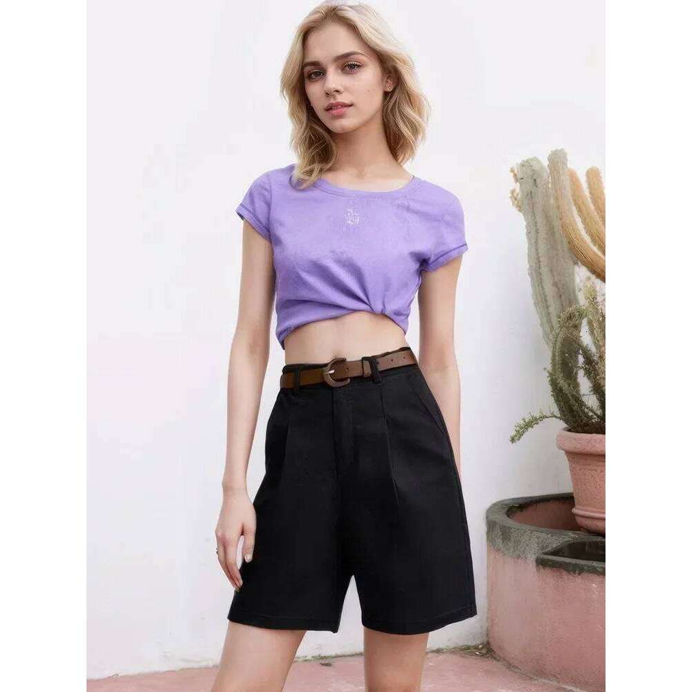 White Wide Leg for Women Summer High Waist Loose Straight Office Ladies Solid Black Women's Bermuda Shorts Casual XJ260305