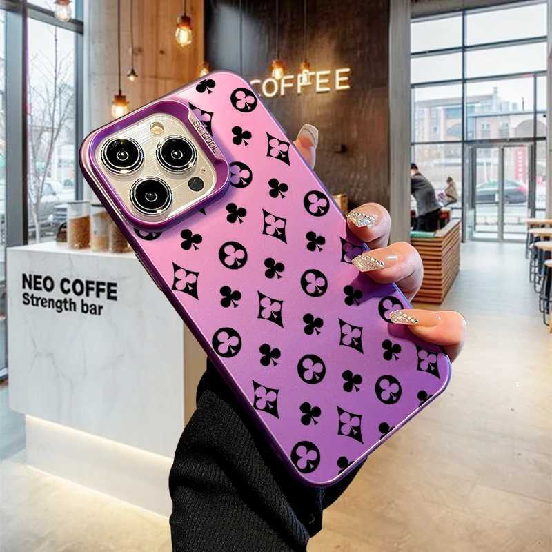 Gradient Pink Laser Poker Monogram Case For iPhone 17 AIR 16 15 14 13 Pro 12 11 Pro XS X XR Max | Hard PC + TPU Shockproof CoverT260305