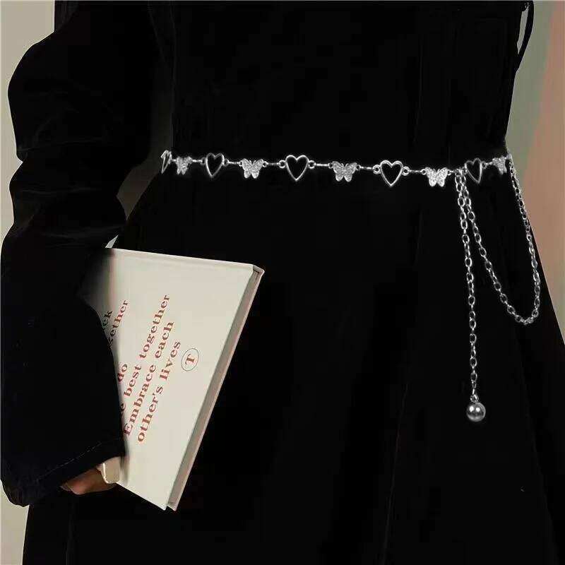 Fashionable Single-layer Simple Butterfly Heart-shaped Alloy Waist Street Photography Women's Body Chain Jewelry S260304