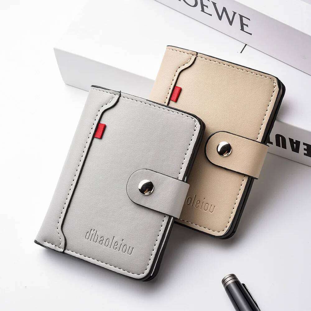 Mini Credit Card Holder Wallet for Men High-Quality Ultra-Thin Soft Leather with Button Closure C260304