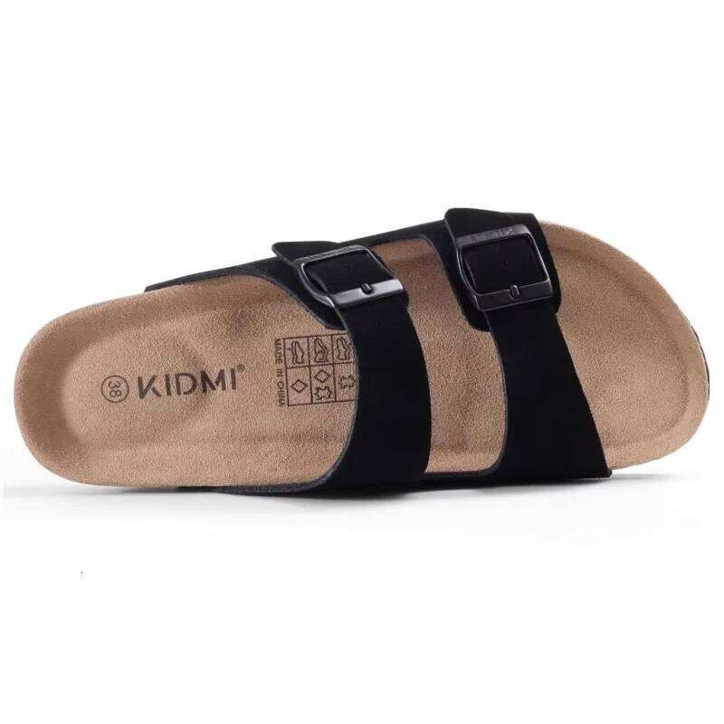 Kidmi Summer Men's Cork Footbed Slides New Sandals For Women With Adjustable Buckle Non-slip Unisex Slippers Casual Arch Support