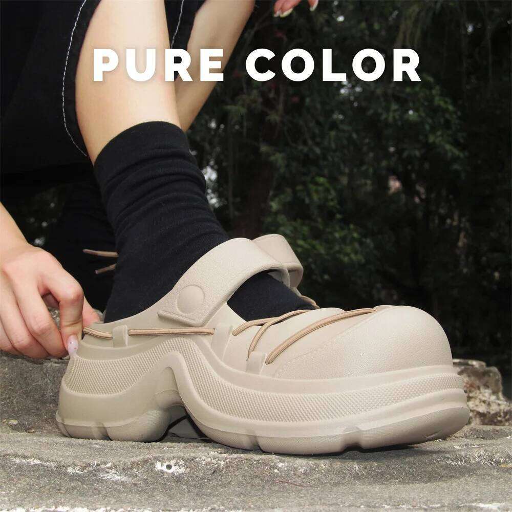 Street Platform Slippers For Woman Summer Shoes DIY Lace-up Style Fashion Clogs Soft EVA Anti-slip Female Leisure Sandals