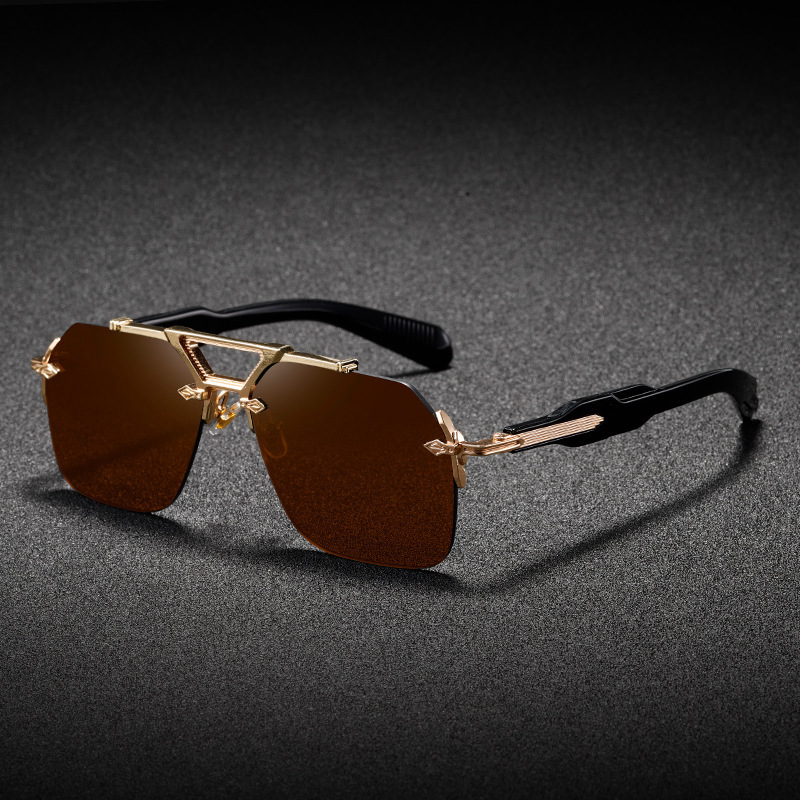 2026 New Designer Luxury Brand Metal Double Bridge Large Frame European And American Driving Sunglasses Street Fashion Instagram Style