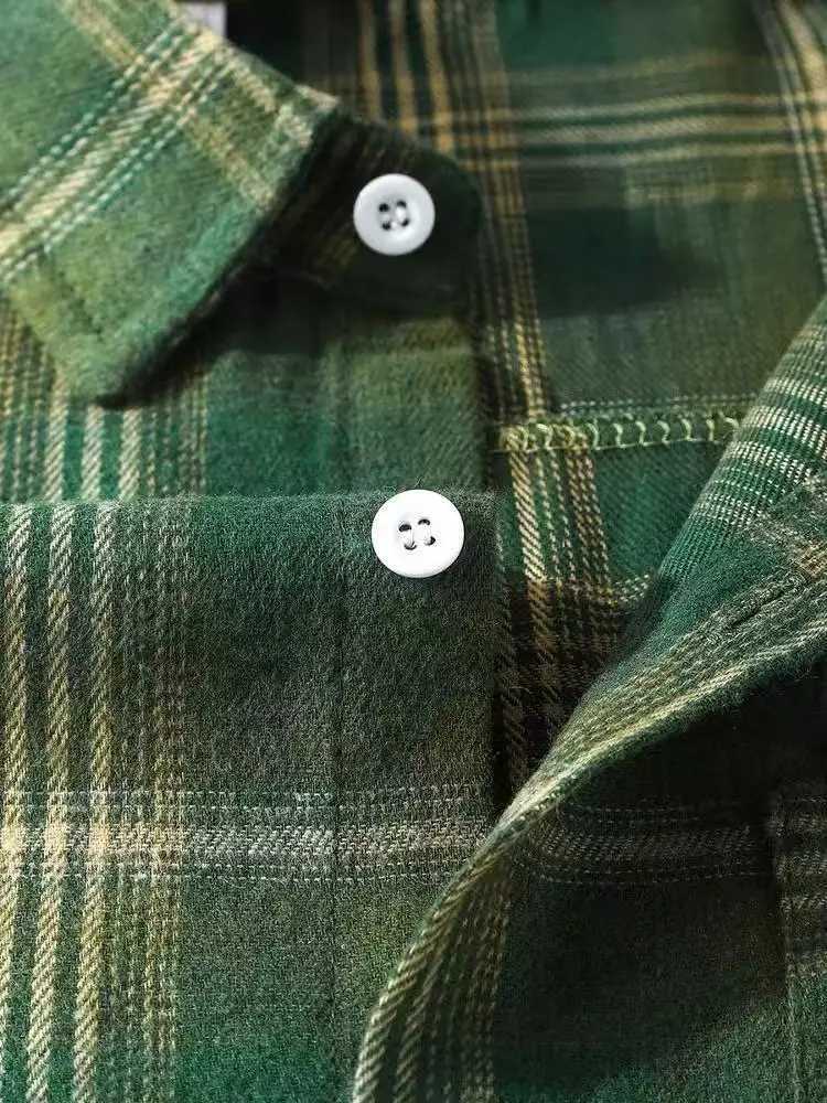 American-style autumn vintage mens shirt new casual spring and autumn plaid trendy versatile long-sleeve shirt M260305