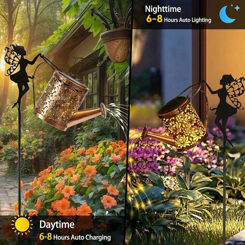 1PC Watering Can Lights Outdoor Courtyard Decorative Waterproof Hanging Solar Fairy Kettle Lamp for Garden Lawn Decor 26H0305