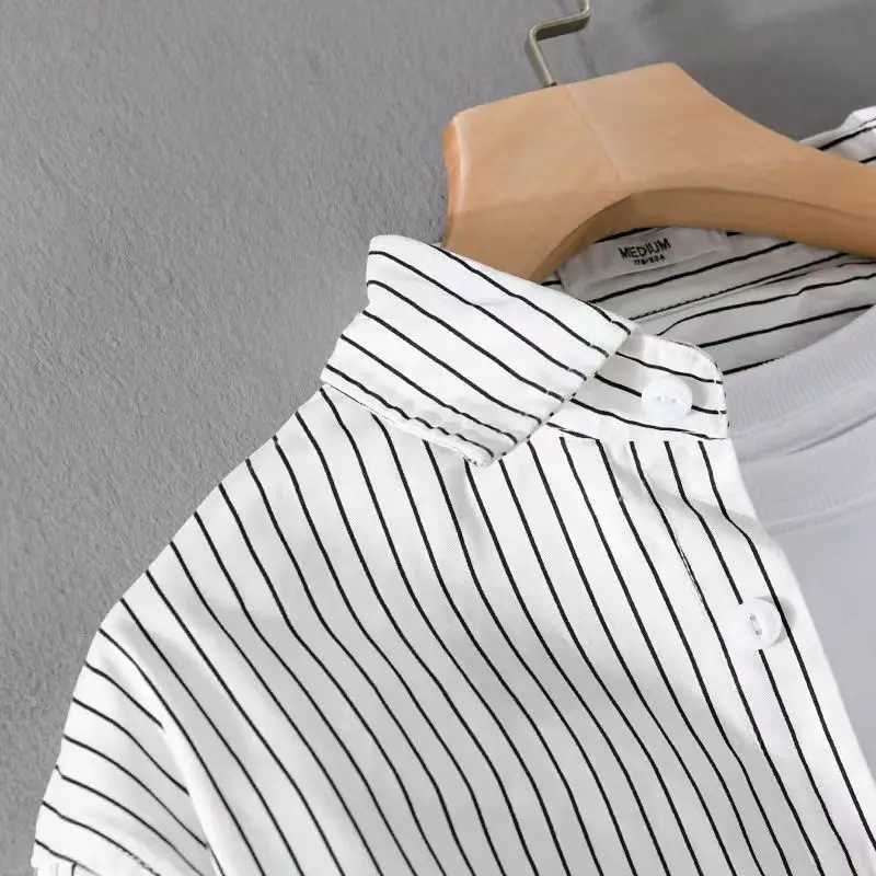 Japanese Striped Mens Long-sleeved Shirt Top Literary Trend Fashionable Casual Versatile Shirt M260305