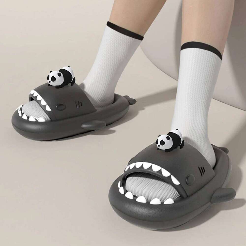 4cm Thick Sole Shark Slippers For Women Men Indoor Beach Slides Cute DIY Night Glowing Lantern Couples Summer Street Sandals
