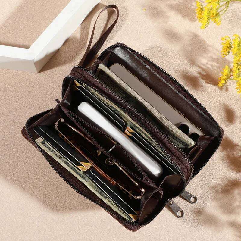 1pc Classic Men's Faux Leather Wallet, Double Layer with Snap Closure, Zippered Card Holder & Photo Compartment, Color blocking C260304