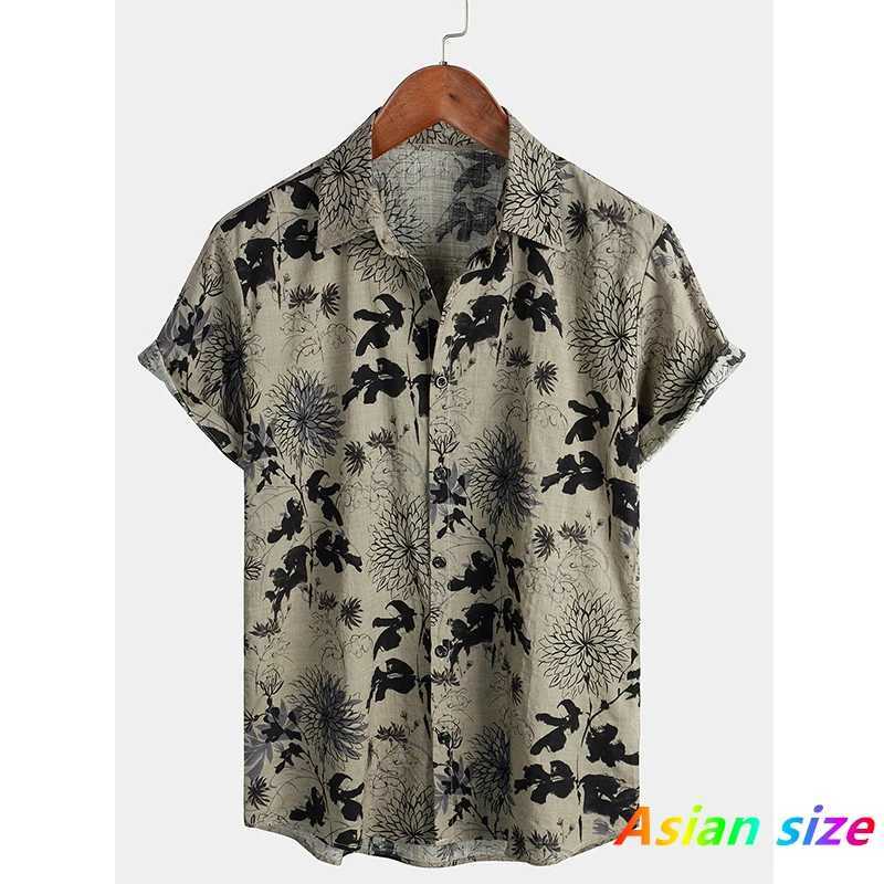 2025 New Mens Shirt Polyester Fashion Casual Graphic Beach Shirt Summer Daily Short Sleeve Oversized Loose Hawaiian Shirts Tops M260305