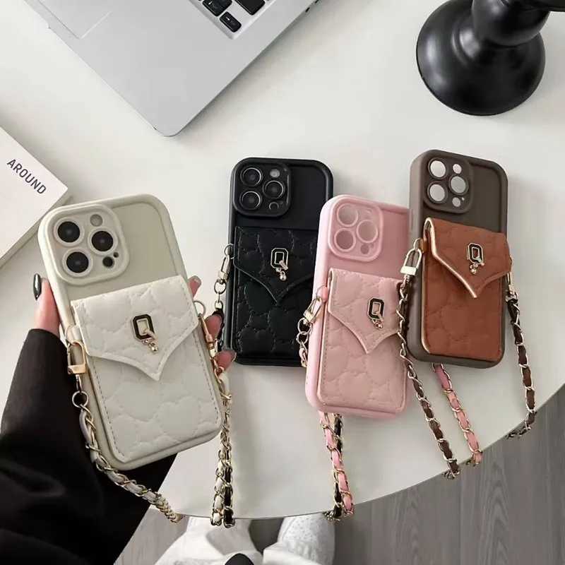 Heart Quilted Chain Wallet Phone Case for A5X A3X A3 A5 Pro Reno 10 11 12 13 14 Pro 14F 13F 12F 11F 2F Card Holder & Crossbody StrapT260305