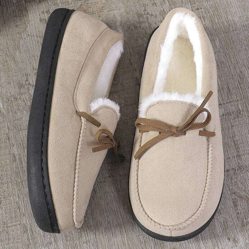 Kidmi Winter Fuzzy Cotton Casual Antiskid Outdoor Cute Bow Plush House Shoes Warm Cozy Fluffy Women Shoe