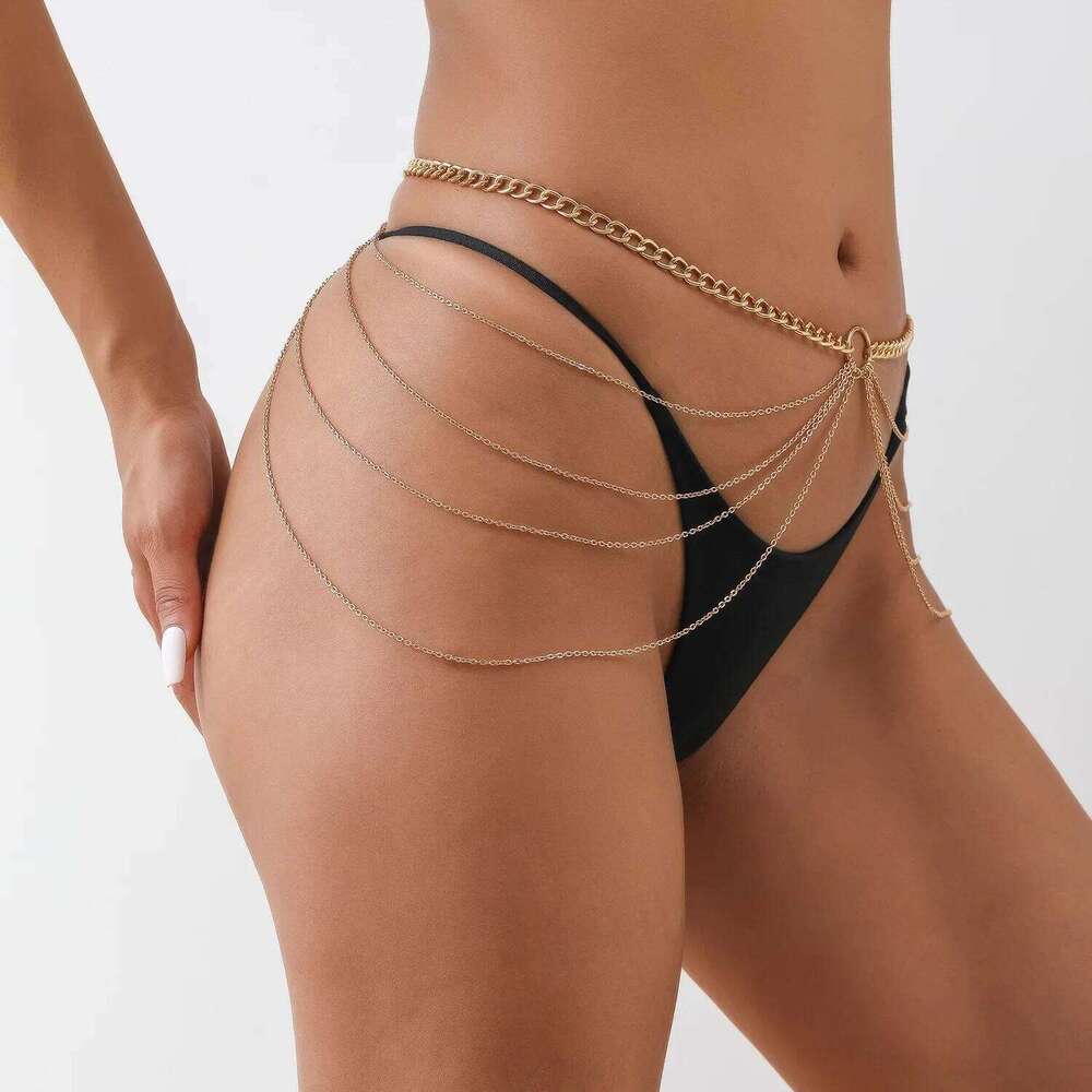 Vintage Imitation Pearl Beading Pendant Waist Belly Belt for Women Bikinis Sexy Body Chain S260304