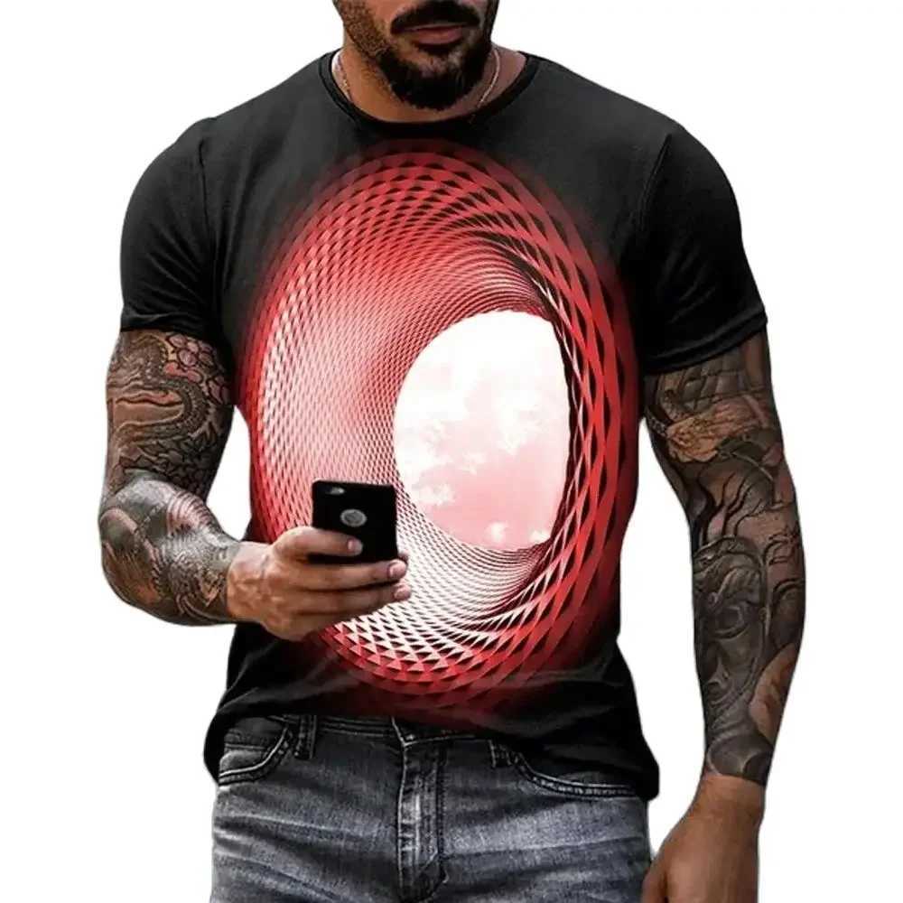 Fashion Hot Sales Personality Fun Sky graphic t shirts For Men New Casual Three-dimensional Vortex Printed Oversized O-neck Tees M260305
