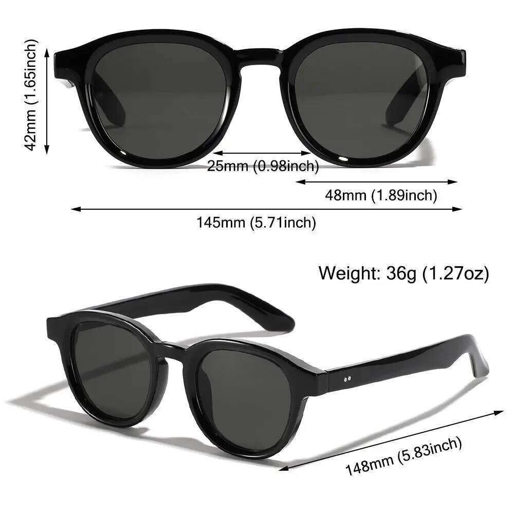 Fashion UV Protection Round Sunglasses Beach/Travel/Streetwear Vintage Shades Clear Lens Glasses for Women & Men Z260304