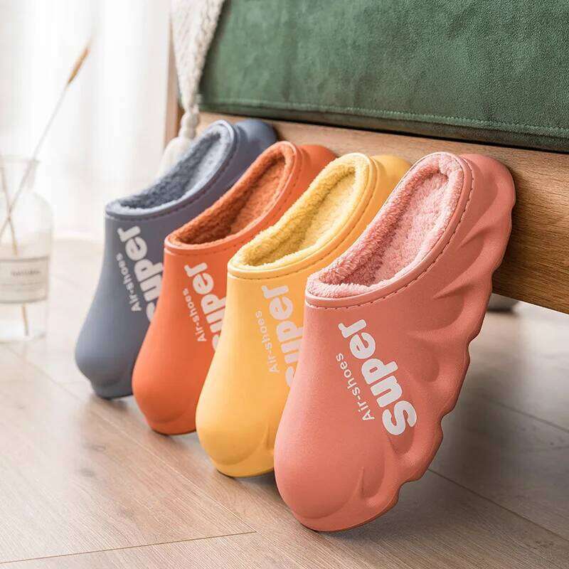 Kidmi Winter Fur Shoes Men Classic Outdoor Waterproof Fluffy Slippers For Women Fashion Plush House Shoe With Padded Slipper
