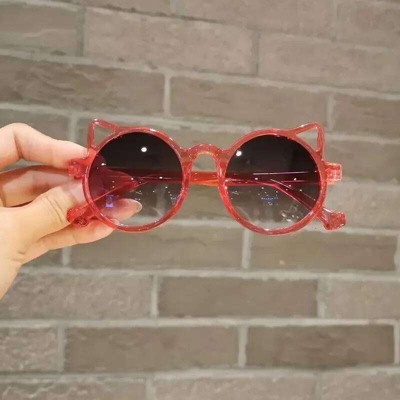 Fashion Cateye Children Cat Ear Shaped Brand Lovely Baby Sunglasses Ultraviolet-proof Round Eyeglass for Kid Z260305