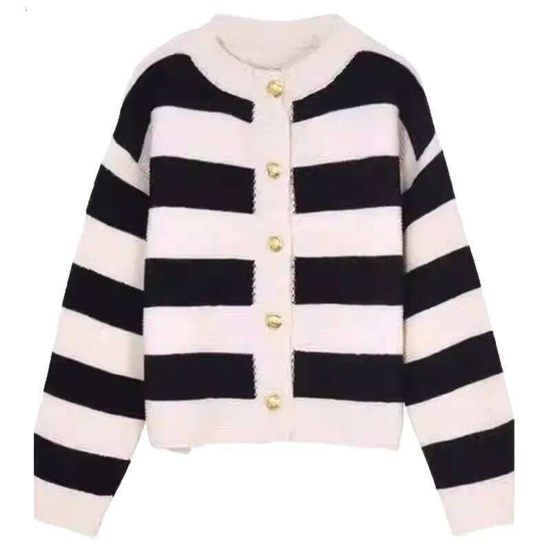 Cardigan Autumn/Winter Button Loose Sweater Jacket Women's High end Small Fragrant Striped Knitted Sweat XJ260305