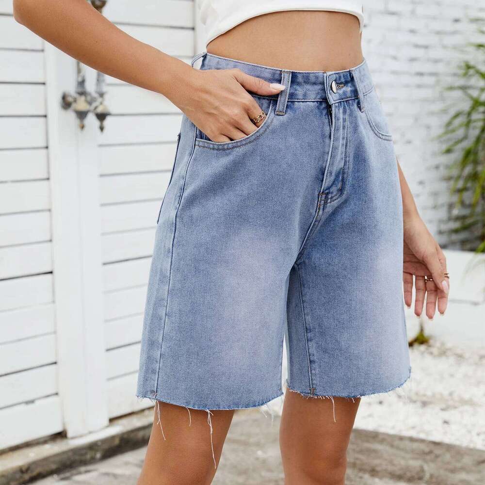 american european style summer new fashion women's washed straight loose casual trendy solid color jeans shorts female clothes XJ260305