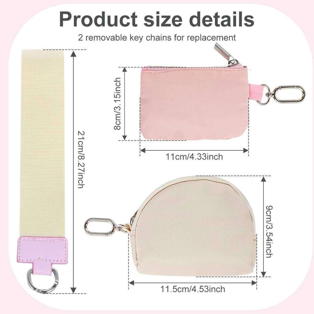 Mini Dual Coin Pouch Solid Color Wristlet Keychain Handbag Key Card Holder Change Pocket Wallet for Women C260304