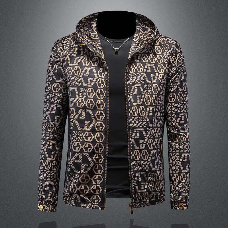 Arrivals European Collection Spring New Hooded Trendy Jacket Large Size Printed Slim Fit High-Quality Men's Coat Luanyun