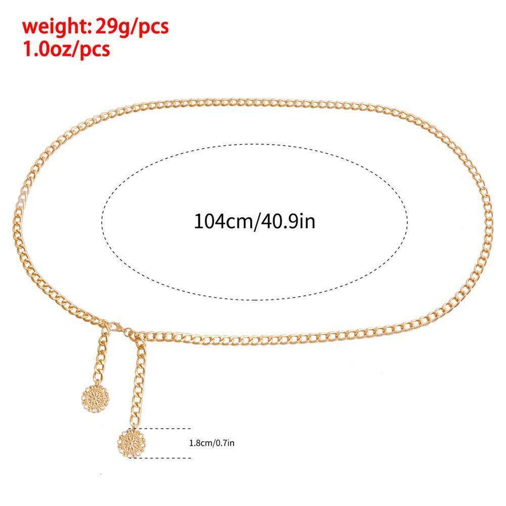 Trendy Fashion Simple Sexy Gold Color Aluminum Waist Jewelry Belly Chain Women's Skirts Accessories S260304