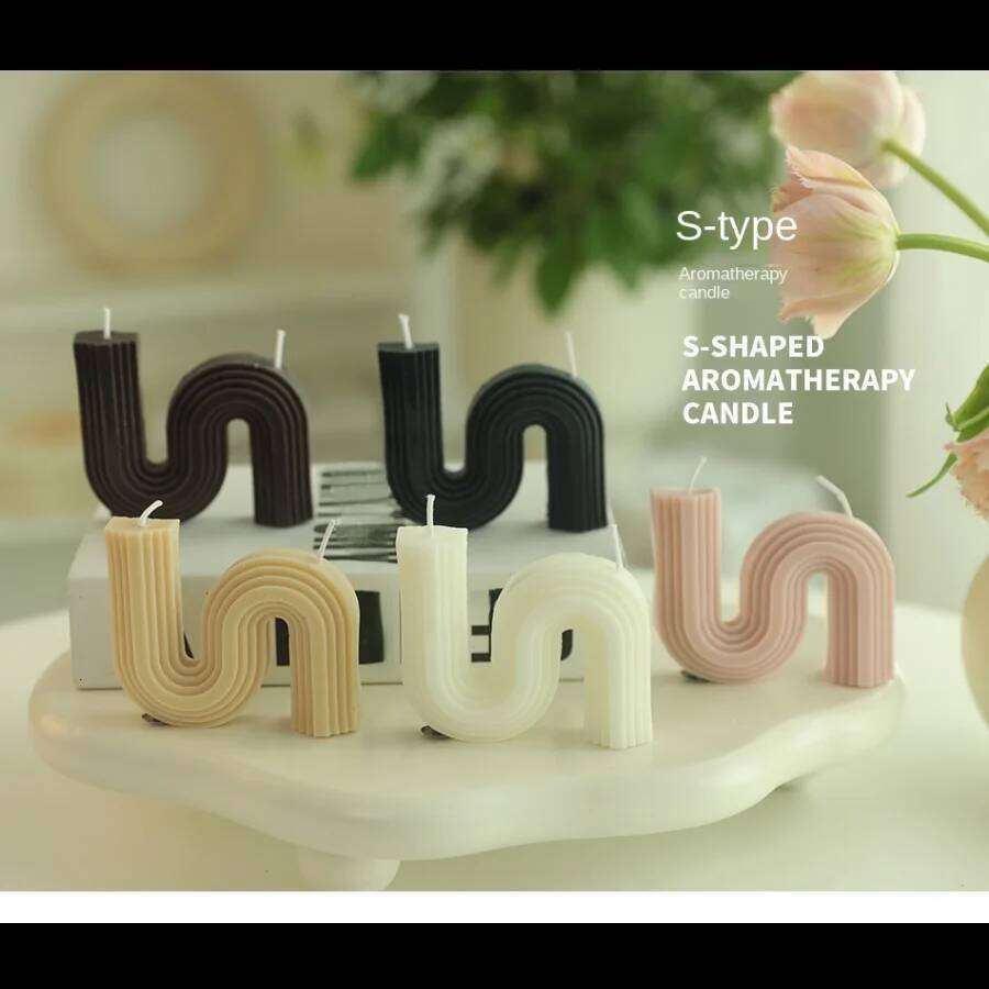 1pc Nordic S Shape Geometric Aromatherapy Soy Wax Candle Handmade for Home Bedroom/Bathroom Decoration/Daily Stress Relief W260304 W260305