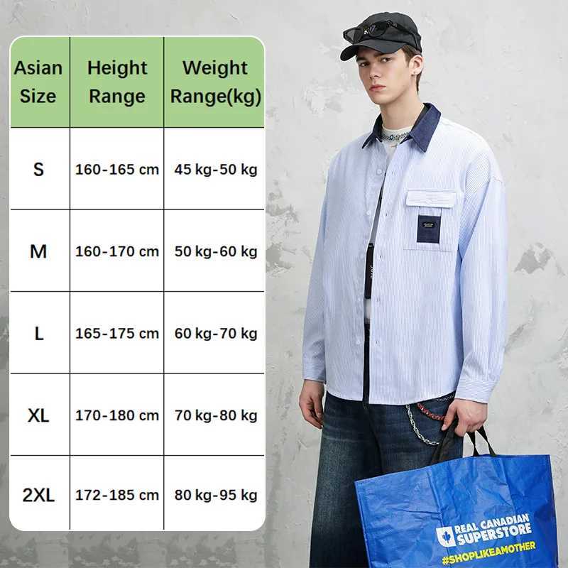 Autumn Mens Shirt Long Sleeve Blue Striped Shirts Spring Blouses Fashion Loose Blouse Y2K CloTHing Casual Shirts CloTHes M260305