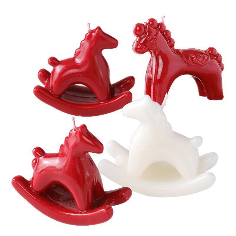 Cross-Border Rocking Horse Ornament Creative High-Value Desktop Decoration Red Horse-Shaped Aromatherapy Candle W260305