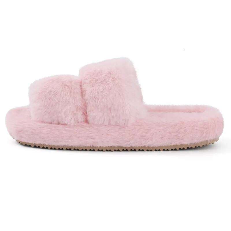 Kidmi New Plush Fashion Women's House Shoes Indoor Warm Fluffy Open Toe Slides Women Winter Fuzzy Slippers