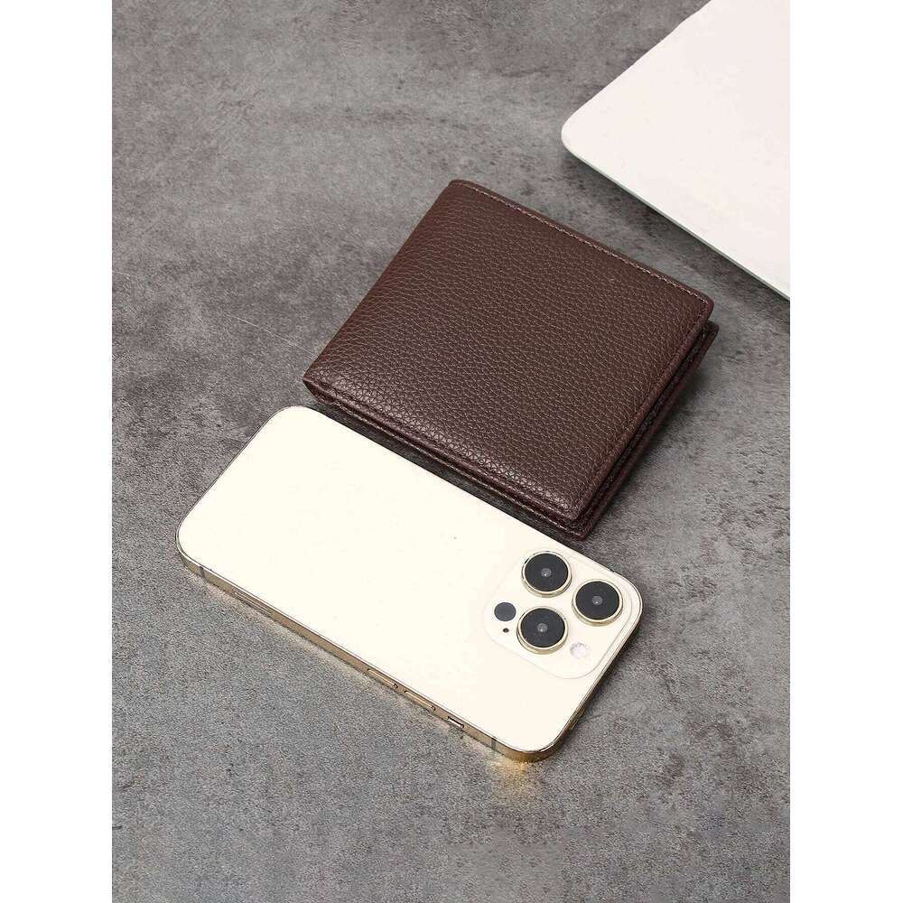 "Men's Slim Minimalist Solid Color Short Wallet Business, Boss, and Young Professionals - Essential for Commute C260304