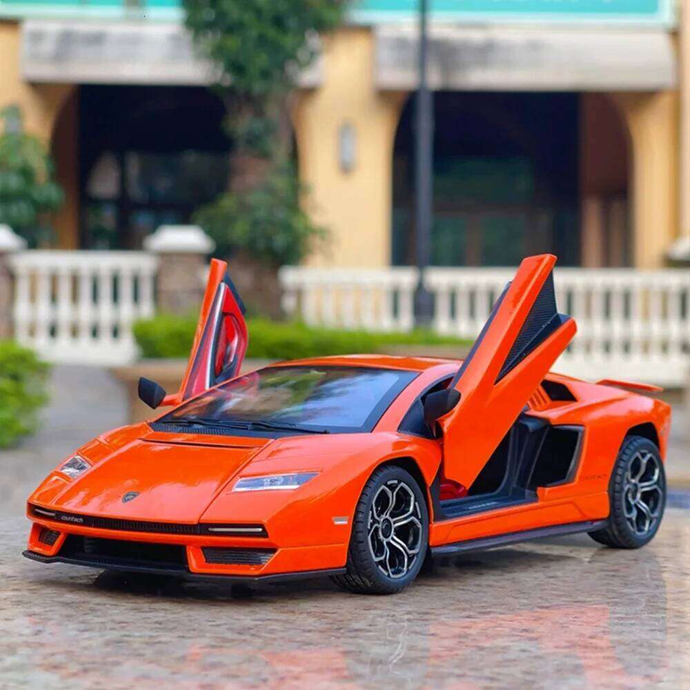 1:24 Countach LPI 800-4 Revuelto Car Alloy Toys Model Diecast Sportscar Doors Opened Pull Back Sound Light Rubber Tires Kid Gift C260305