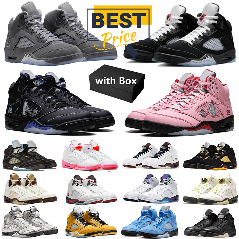 Free shipping Designer 5 5s Basketball shoes with box Wolf Grey 5s Black Metallic Reimagined Halloween Bubblegum Racer Blue 35th Anniversary Metallic 5s Sneakers