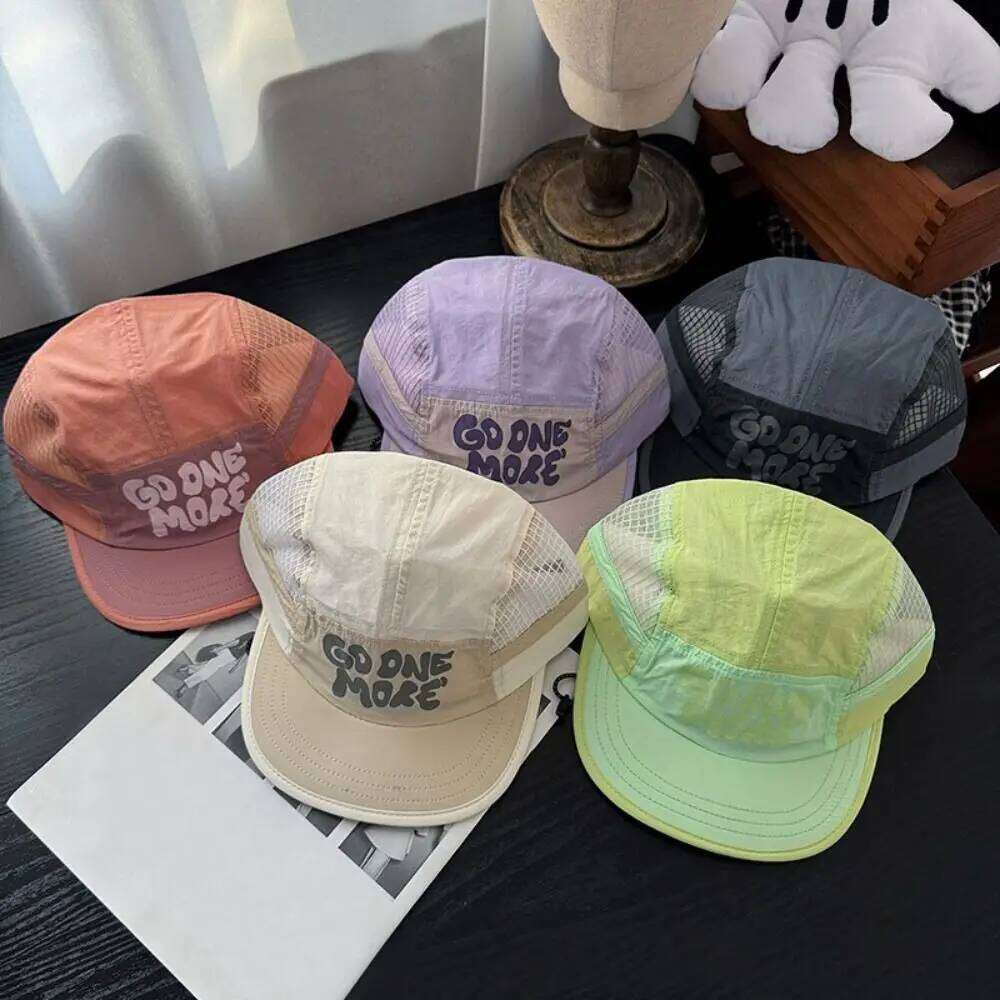 Letter Printing Quick-drying Hat Drawstring Design Japanese Style Short Brim Baseball Thin Adjustable Sun Visor Cap Unisex Y260304