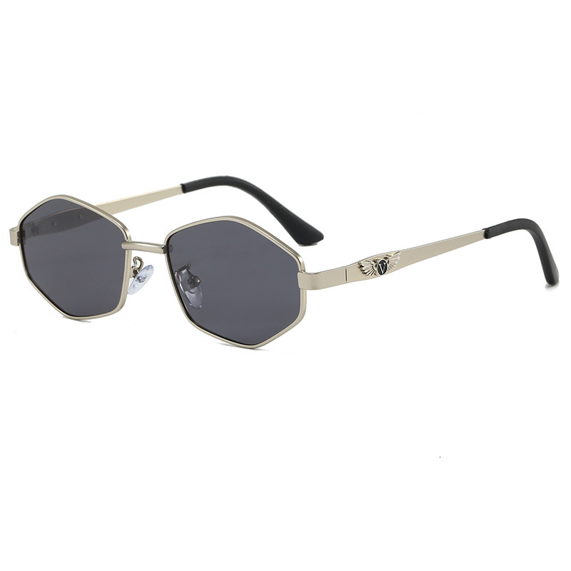 2026 New Men's Designer Luxury Winged Decorative Polarized Sunglasses Metal Frame Retro Polygonal Outdoor Sports Fishing And Driving Sunglasses