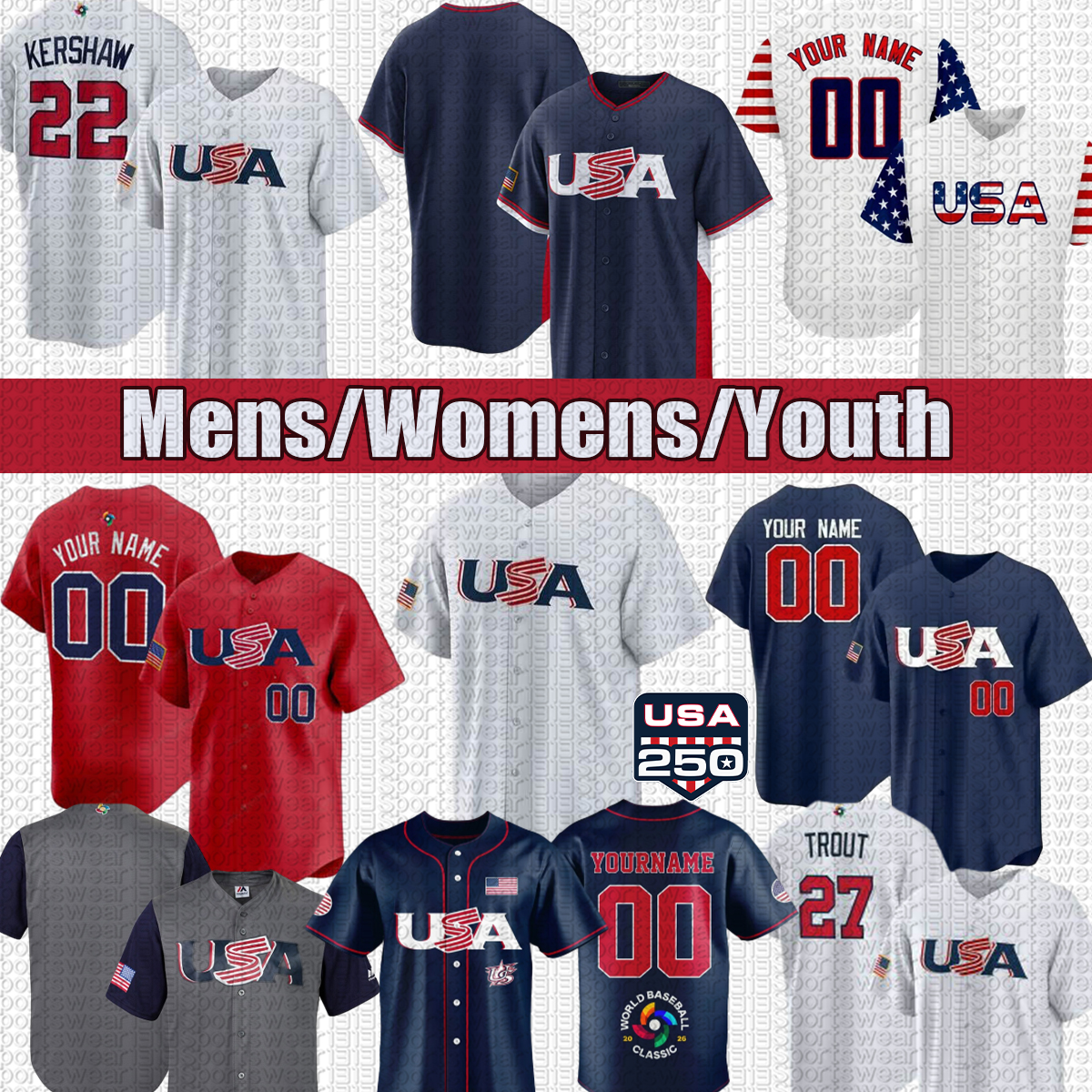 Team USA Baseball Jersey 2026 World Baseball Classic Jersey Aaron Judge Pete Crow-Armstrong Paul Skenes Corbin Carroll WBC Pete Alonso J.T. Realmuto Jerseys