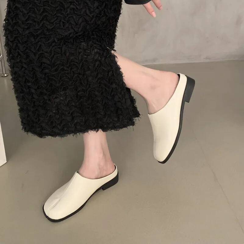 Bailamos Women Split Slippers Round Toe Shallow Lazy Boat Slingback Mules Shoes Tabi Ninja Slip On Flats Soft Loafers Mujer ddmymonkey